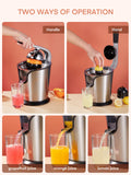 1 x RAW Customer Returns FOHERE Electric Citrus Press, Electric Juicer Orange Press with Professional Lever Arm, 160 W Quiet Motor, BPA-free, 2 Pressing Cones for Grapefruit, Orange and Lemon, Silver - RRP €48.99