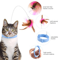 1 x Brand New Pack of 2 Cat Teaser Toys, Cat Feather Toy Silicone Adjustable Interactive Cat Toy Feather with Bell Interactive Cat Magic Toy for Indoor Cats Playing Exercise Blue  - RRP €20.4