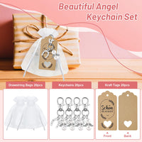 1 x RAW Customer Returns Guardian Angel Pendant 20 Pieces White Keyring Organza Bag Kraft Paper Pendant for Farewell Gift Lucky Charm Guest Gifts Baptism Wedding Confirmation - RRP €14.0