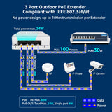 1 x RAW Customer Returns YuanLey 4 Port Outdoor PoE Extender 1 in 3 Out, IEEE 802.3af at Mini 4 Channel PoE Repeater IP66 Waterproof, Vlan, Extend 250m Total 350m , Wall Mount Passthrough POE Amplifier, Plug and Play - RRP €29.99