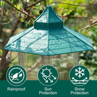 1 x RAW Customer Returns LUKDUNG bird feeder, bird feeder, hanging bird feeder, high capacity feeder, bird house with roof, weatherproof balcony suitable for all garden birds, green - RRP €18.14