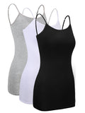 2 x RAW Customer Returns SATINIOR Pack of 3 Undershirts Women s Spaghetti Straps Women s Basic Top Layering Long Tanks Adjustable Spaghetti Strap Cami Camisole Tank Top - RRP €42.32