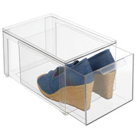 1 x RAW Customer Returns mDesign storage box with drawer sturdy plastic drawer box for shoe storage stackable box for shoes, accessories and more set of 2 transparent - RRP €49.99