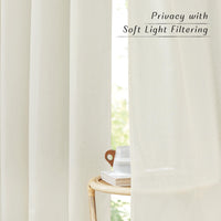 1 x RAW Customer Returns PONY DANCE Country House Curtain Linen Extra Long Curtains and Drapes Living Room Eyelet Curtain Set of 2 Curtains Semi-Transparent Curtain Linen Curtains for Living Room, H 260 x W 140 cm, Ivory White - RRP €38.95