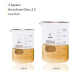 1 x RAW Customer Returns Labbox - KENZIUM Pack 2 Beakers Borosilicate Glass 3.3, 1x1L and 1x2L, Low Form, Graduated, Mouthpiece, High Resistance, Autoclavable, Laboratory, Education - 1 2L - RRP €26.56