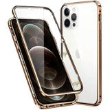 1 x RAW Customer Returns Case for iPhone 14 Pro Magnetic Adsorption Cover Metal Frame Front Back Tempered Glass Aluminum Alloy 360 Degree Shockproof Case Cover - Gold - RRP €20.4