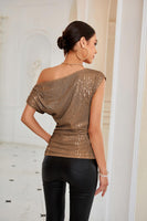 1 x RAW Customer Returns GRACE KARIN Women s Sequin Top, Glitter, Brown, XL - RRP €45.26