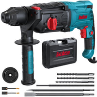 1 x RAW Customer Returns ENEACRO SDS-Plus hammer drill, 6 variable speed with 4 functions, safety clutch, 26 mm drilling performance in concrete - Includes 3 drills, 2 chisels and boxes - RRP €96.31