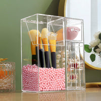 1 x Brand New Andchi 2-in-1 Desktop Organizer Makeup Brush Organizer Arcylic Makeup Brush Holder with Pink Pearl - RRP €22.8