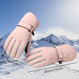 1 x Brand New LEcylankEr Ski Gloves for Women, Touchscreen Winter Gloves, Waterproof Snowboard Gloves, Fashionable Warm Sports Gloves with Pattern Grid Pink  - RRP €19.15