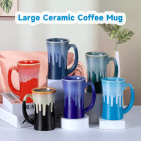 1 x RAW Customer Returns Coffee cup large, cup 500ml, large cup, tea cup, tea mug, cup of tea, cup gift, tea cup with handle, cappuccino cups, coffee cup made of porcelain, coffee cup funny, gray-blue - RRP €22.93