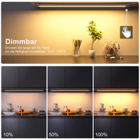 1 x RAW Customer Returns WOBANE under cabinet light kitchen LED dimmable, 5 light colors, 60cm bright LED light strip with contactless sensor, LED kitchen lighting under cabinet, under cabinet lighting for shelves, workbench, black - RRP €29.03