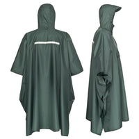 1 x RAW Customer Returns AWHA rain poncho for women and men, waterproof and extra long for hiking, riding, cycling - outdoor rain cover, reusable with pocket, dark green, L XL - RRP €30.23