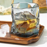 1 x RAW Customer Returns TOATELU whiskey glasses set of 4 whiskey glasses set, crystal glasses set 170ml, irregular crystal whiskey glasses, whiskey glasses, glass cups for juice, water, cocktails, cold drinks, smoke gray - RRP €20.4