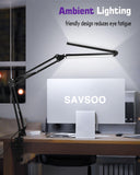 1 x RAW Customer Returns SAVSOO Adjustable Dual-Head Desk Lamp LED with Clamp - Wireless Remote Control, 5 Color Modes, Eye-Friendly Overhead Desk Lamp, Timer Function and Flexible Design for Office Lamps - RRP €49.2