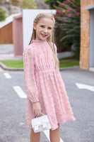 1 x RAW Customer Returns Arshiner Dresses Girls Elegant Ruffle Collar Casual Dress Long Sleeve Dress Party Dress Festive Wedding A-line Casual Dress for Girls Pink 150 - RRP €28.14