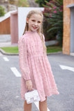 1 x RAW Customer Returns Arshiner Dresses Girls Elegant Ruffle Collar Casual Dress Long Sleeve Dress Party Dress Festive Wedding A-line Casual Dress for Girls Pink 160 - RRP €28.09