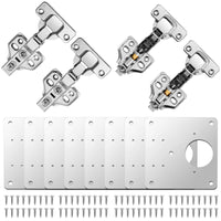 1 x Brand New Neoteck Hinge Repair Plate Set Includes 4pcs External Half Stop Slow Closing Hinges and 8pcs Repair Plate 72 Screws for Cabinets Doors Kitchens Drawers - RRP €21.6