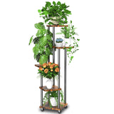 1 x RAW Customer Returns Accwork 5 Tier Wooden Plant Stand Flower Stand, Metal Plant Stand Flower Shelf Plant Shelf, Corner Flower Stairs Plant Stairs for Indoor Balcony Garden Living Room Decoration - RRP €39.34