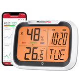 1 x RAW Customer Returns ThermoPro TP393 Digital Room Thermometer Humidity Meter for Home, Automatic Data Sync via Bluetooth with 80 m Range, Rechargeable Hygrometer with Clock - RRP €26.04