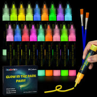 2 x RAW Customer Returns Glow in the Dark Paints, 18 20 ml, 3D Waterproof Fluorescent Paint, for Children s Painting, Glow in the Dark Luminous Colors - RRP €36.28