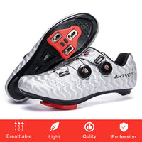 1 x RAW Customer Returns Men s Cycling Shoes Road Bike Shoes Compatible with SPD and Delta Pedal Lock Breathable Non-Slip Peloton Bicycle Shoes StrSilver 265 - RRP €46.82