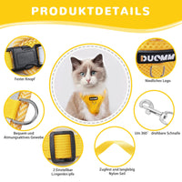 1 x Brand New Adjustable cat harness escape-proof, cat harness with leash collar pendant set, soft harness for cat chest harness for cats kittens dogs puppies yellow, XL  - RRP €20.4