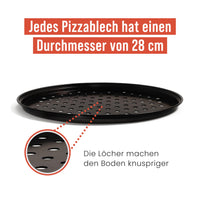 1 x RAW Customer Returns Chef Pomodoro pizza tray round pizza tray pizza tray set of 3 non-stick perforated pizza pan made of carbon steel, round pizza tray 28 cm - RRP €30.35