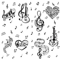 1 x RAW Customer Returns CRASPIRE Musical Notes Wall Stickers PVC Waterproof Self Adhesive Piano Guitar Heart Rectangular 8 Sheets 8 Styles Removable for Window Staircase Home Decor Bedroom - RRP €20.4