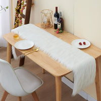 1 x RAW Customer Returns Table runner, Easter table runner modern, table runner white, table runner Christmas, table runner washable, made of faux fur fur look for Christmas, wedding 30x180cm  - RRP €28.99