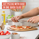 1 x RAW Customer Returns Chef Pomodoro pizza cutter pizza knife pizza cutter made of stainless steel more useful than a pizza roller pizza cutter with blade protection pizza chopping knife sharp stainless steel blade 35.5 cm - RRP €16.2