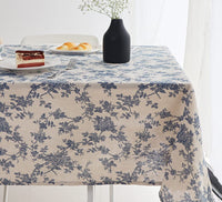 1 x RAW Customer Returns Wracra Blue Floral Pastoral Washable Tablecloth Rectangular Cotton Linen Vintage Tablecloth 140 180cm Table Cloth Suitable for Party Picnic Food Garden Blue Floral, Rectangular 140 180cm  - RRP €22.57