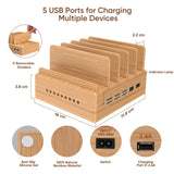 1 x RAW Customer Returns Alltripal charging station for multiple devices made of bamboo with 5 USB ports, USB charger, multiple mobile phone charging station, USB multiple charging station - RRP €50.99