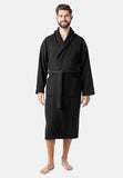 1 x RAW Customer Returns Ladeheid men s terry cloth bathrobe made of 100 cotton waffle piqu LA40-226 black D16 , XL  - RRP €49.99