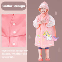 1 x RAW Customer Returns Fewlby Rain Poncho Children s Rain Cape Boys Girls Raincoat Waterproof Rain Jacket with Backpack Cover Reusable Outdoor Transparent Rainwear with Portable Bag L 5-6 Years - RRP €26.78