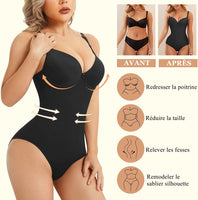 1 x RAW Customer Returns Bafully Women s Body Shaping Flat Tummy Shapewear Invisible Slimming Bodysuit Top Black L-XL - RRP €27.6