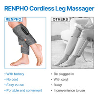 1 x RAW Customer Returns RENPHO Leg Massager, Cordless Calf Massager Foot Massager 3 Modes and 3 Intensities Rechargeable Pressure Massager Muscle Relaxation for Christmas Gifts Mother, Father - RRP €89.99