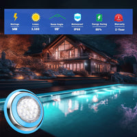 1 x RAW Customer Returns YASBED LED Spotlight, 47W Submersible Light, IP68 Waterproof, Wall Mounted Pool Lighting Lamp, Cold White, 12V AC DC, 5ft Cable - RRP €39.66