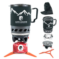 1 x RAW Customer Returns Alpin Loacker Storm Kit Pro gas cooker set with piezo ignition, outdoor and indoor, camping cooker with 1000ml pot, premium camping cooker small and light - RRP €85.0