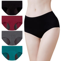 1 x RAW Customer Returns Momoshe Underpants Women Period Underwear 4 Pack Cotton Menstruation Panty Women Leak-proof Black Dark Grey Wine Red Green XS - RRP €20.16