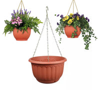 1 x RAW Customer Returns BEST FREE X3 Large Outdoor Hanging Pots. Large Outdoor Plant Pots with Drain, Chains and Hook. Hanging pot holder for decorating the garden, terrace, balcony. - RRP €23.59