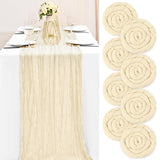 1 x RAW Customer Returns Teruntrue 8 Pieces Cheesecloth Table Runner Cream Table Runner, Rustic Gauze Table Runner Table Decoration for Kitchen Wedding Holiday Party Cream, 300cm  - RRP €35.28