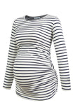 1 x RAW Customer Returns Smallshow Women s Maternity Wear Long Sleeve Maternity Shirt Maternity Tops 3 Pack, Black-Deep Grey-White Stripe, L - RRP €47.99