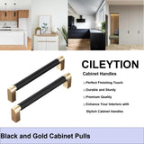 1 x RAW Customer Returns CILEYTION 10 pieces handles for kitchen cabinets, 128 mm hole spacing, golden and black handles, black kitchen handles, furniture handles and black furniture handles - RRP €38.18