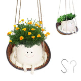 1 x RAW Customer Returns YZNlife Hanging Flower Pot with Swing Face, Hanging Plant Baskets Swing Face Planter, Balcony Cute Flower Pot for Indoor, Outdoor - RRP €10.07