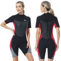 1 x RAW Customer Returns Owntop wetsuit women short, 3mm neoprene diving suits for diving, surfing, snorkeling, kayaking women red, L  - RRP €60.49