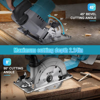 2 x RAW Customer Returns Brushless mini circular saw, cordless hand-held circular saw for Makita 18 V Li-Ion battery with 3 saw blades, 6800 RPM, pure copper motor ideal for cutting wood without battery  - RRP €169.4