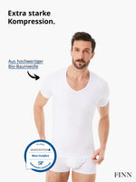 1 x RAW Customer Returns FINN figure-shaping compression shirt for men with tummy control effect - short-sleeved shapewear undershirt made of cotton - body shaper for a flatter stomach white white L - RRP €42.99