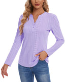 1 x Brand New MINTLIMIT Blouses Tunics for Women Long Sleeve Blouse V Neck T Shirts Business Tunic Tops EU 52 VT-Purple XXL  - RRP €27.6