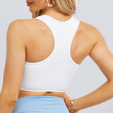 1 x Brand New HAWILAND Women s Sports Bra Padded Crossback Bustier without Underwire Spaghetti Straps Crossed Bra for Gym Workout Tennis Yoga 1 White L - RRP €20.16